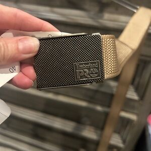 Timberland PRO Men's Beige Belt with Textured Buckle